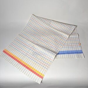 Vintage Eastern European White Linen Tea Towel Grid Stripe NWOT